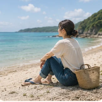 休日の浜辺（サンプル画像）