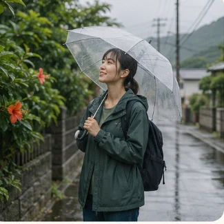 雨の日の島の様子（サンプル画像）